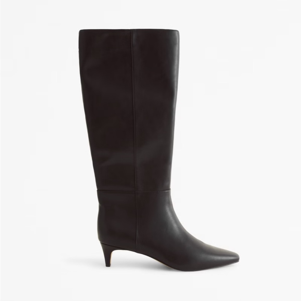 Abercrombie Black Knee-High Kitten Heel Boots